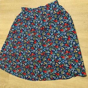 Blue Floral Skirt Size 8 Spring Summer Vacation Feminine Knee Length Runs Small